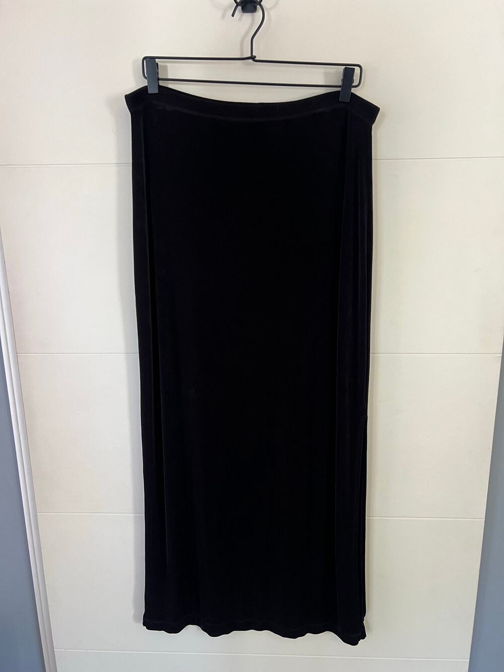 90s Y2K Vintage Carole Little Black Maxi Skirt with Side Slit Size XL Goth